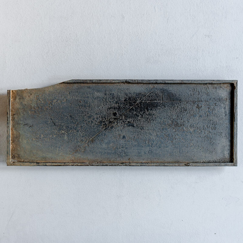 荒川連太郎 角皿 40cm × 15cm 月白
