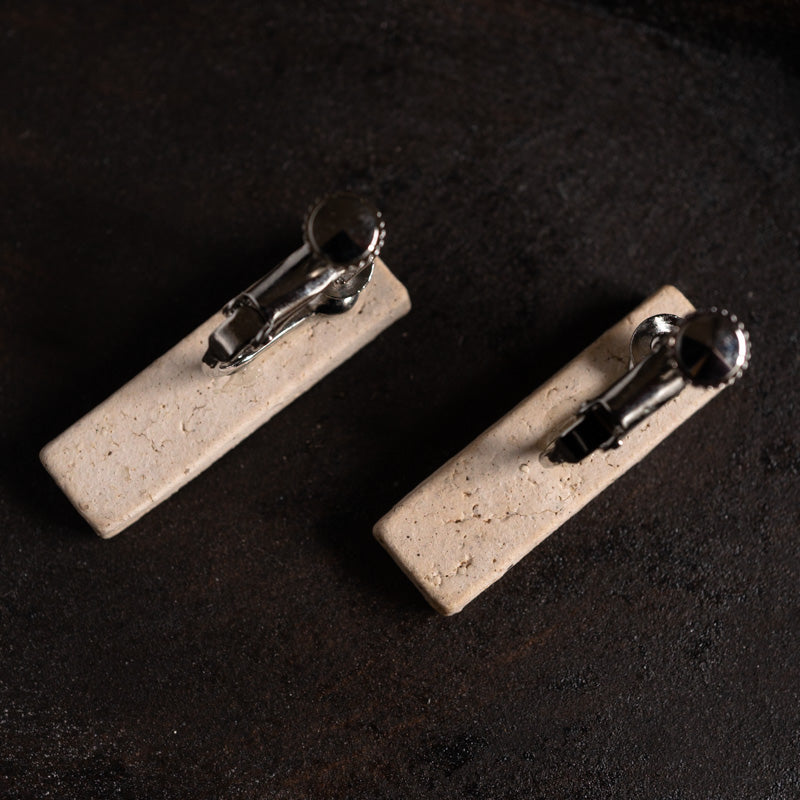 Yuki Abe Crackled Painting Earrings, Square Center Line