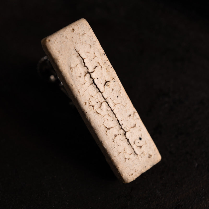 Yuki Abe Crackled Painting Earrings, Square Center Line
