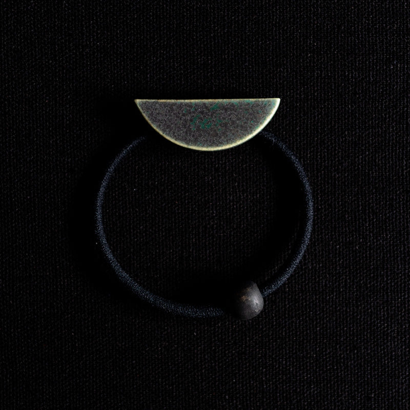 Yuki Abe Green Glaze Hair Tie, Bow-shaped