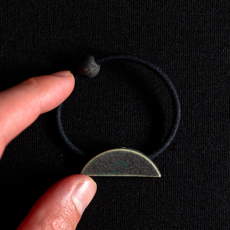 Yuki Abe Green Glaze Hair Tie, Bow-shaped
