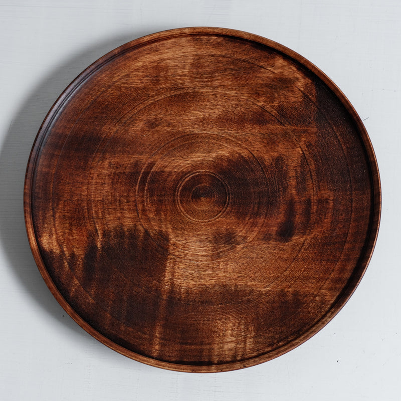 蝶野秀紀 挽きたてリムプレート 茶 22cm C