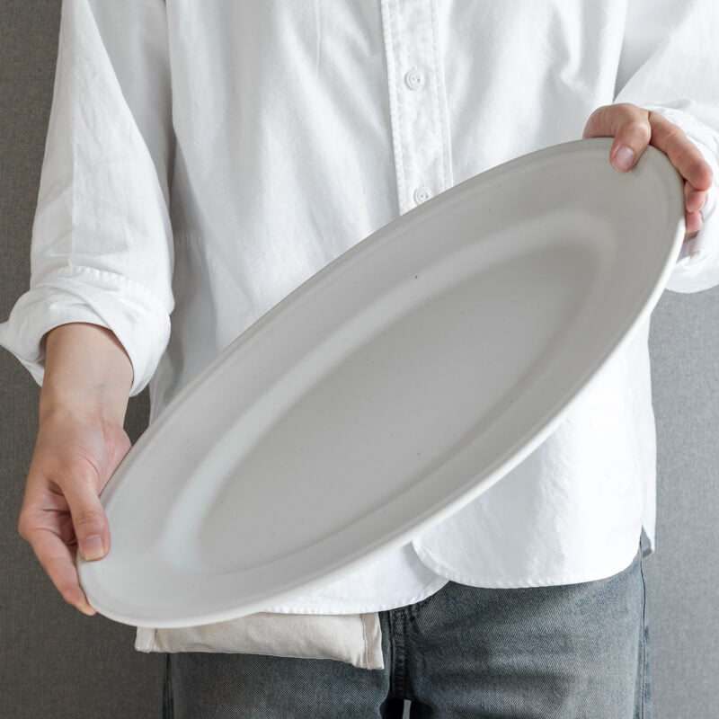 船串篤司 オーバル皿 大 白