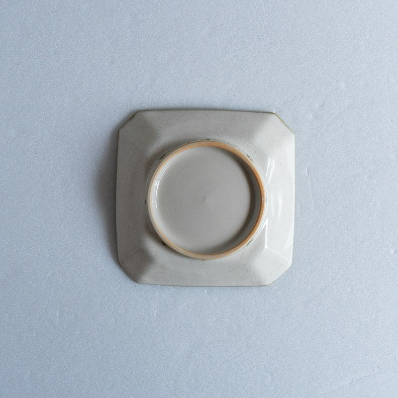 Fukuda Eiichi Annamese Style Small Square Plate (Cloud and Plover Pattern)