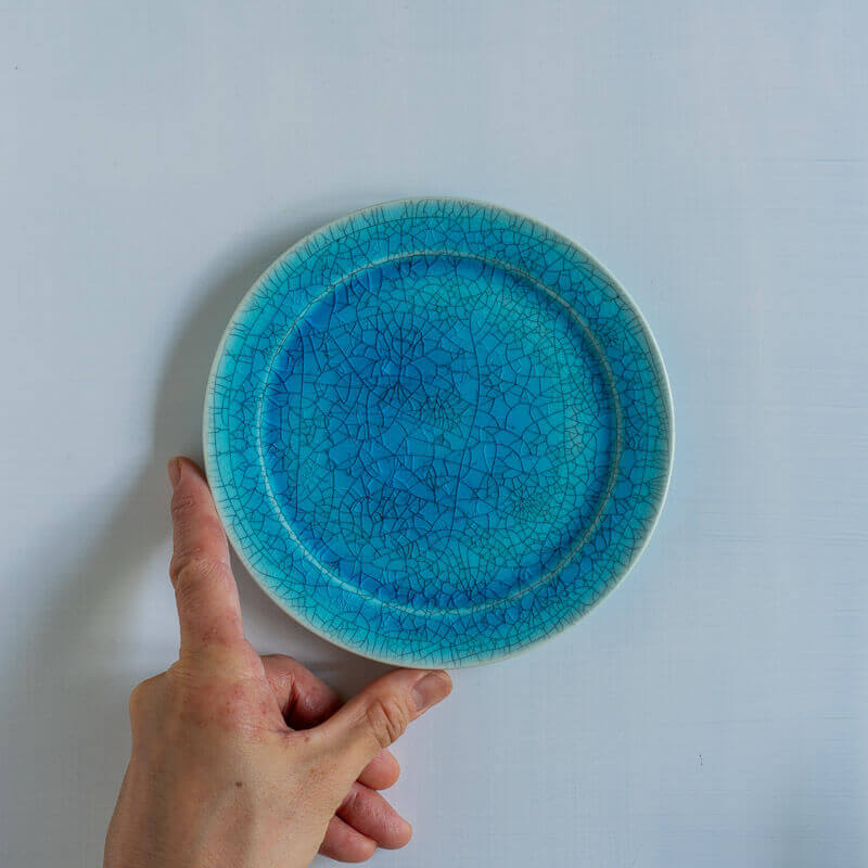 藤内紗恵子 リム皿 15cm 青