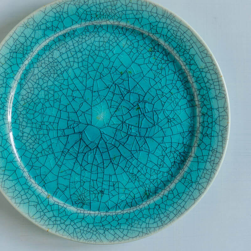 藤内紗恵子 リム皿 15cm 緑