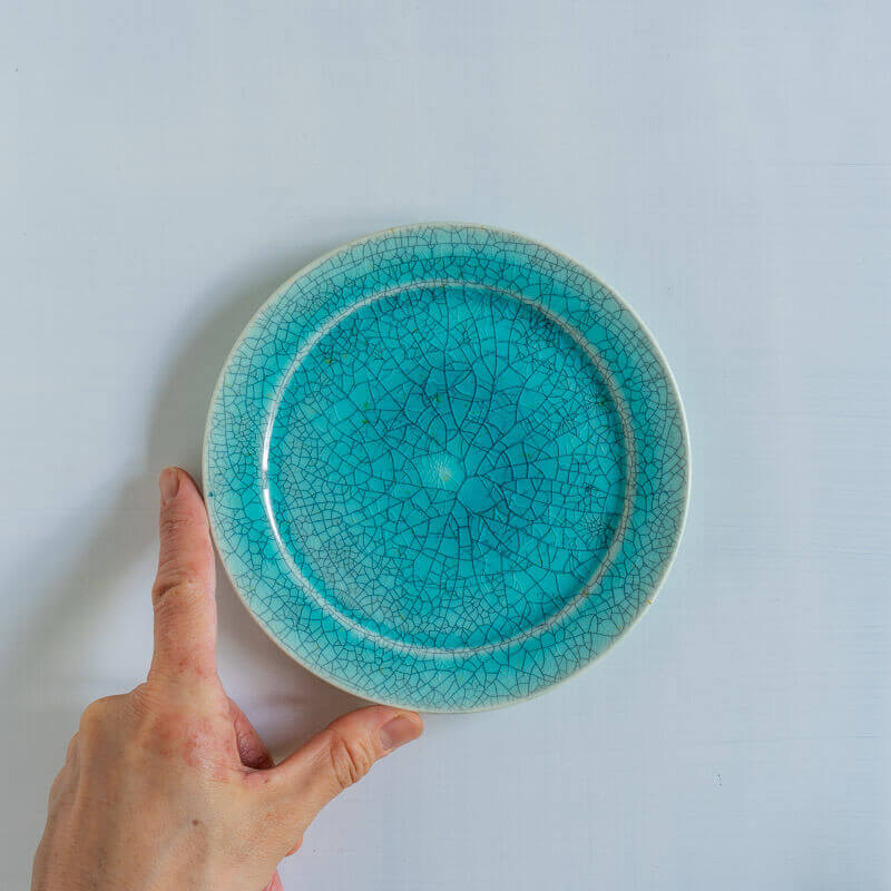 藤内紗恵子 リム皿 15cm 緑