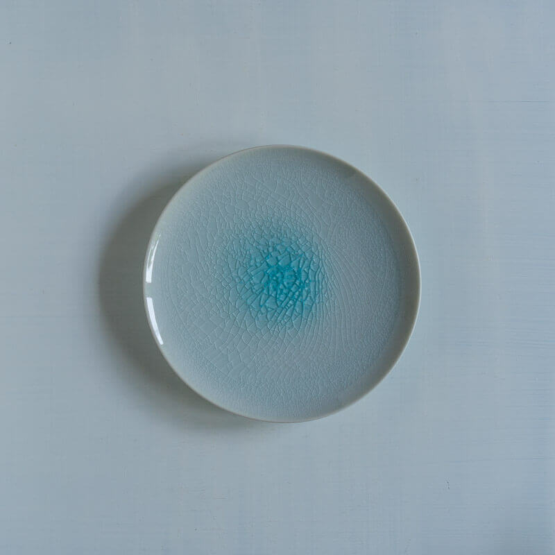藤内紗恵子 丸皿 青