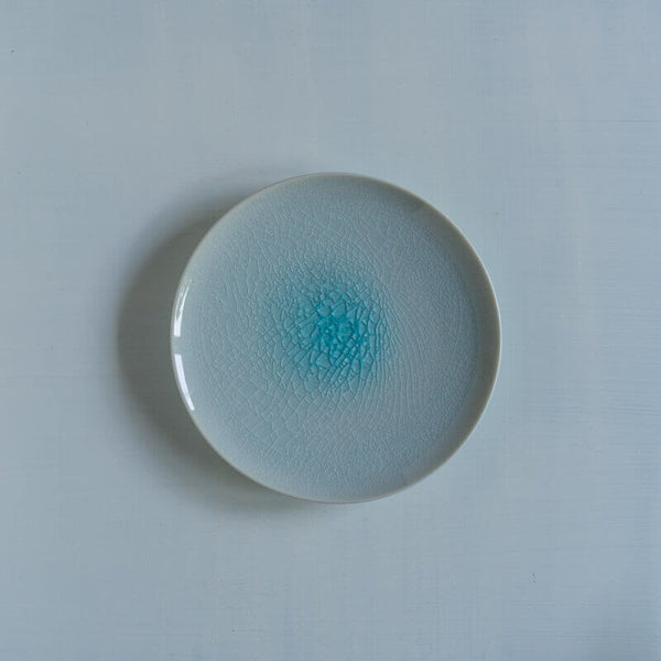 藤内紗恵子 丸皿 青
