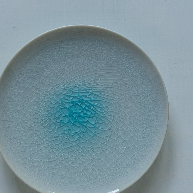 藤内紗恵子 丸皿 青