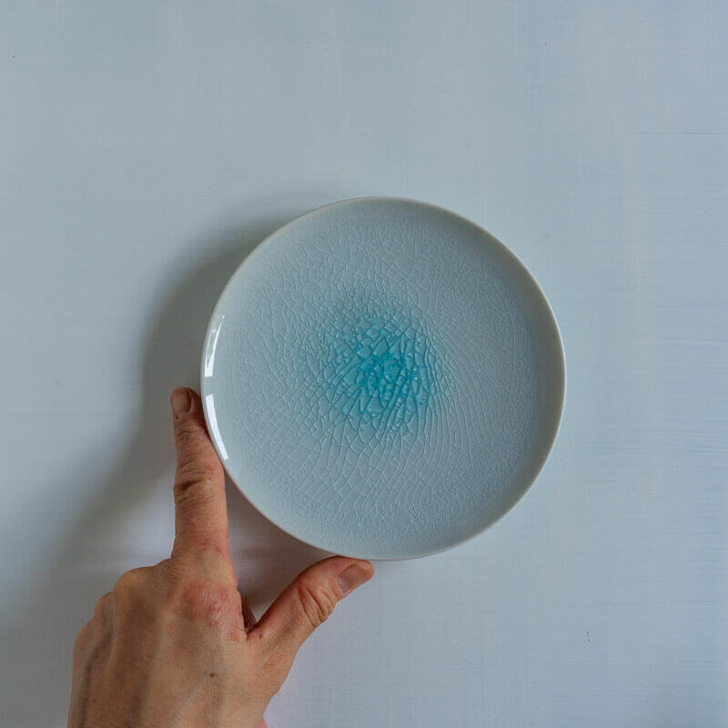 藤内紗恵子 丸皿 青