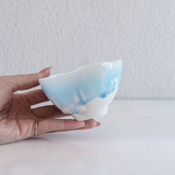 藤内紗恵子 花楕円 カップ 青