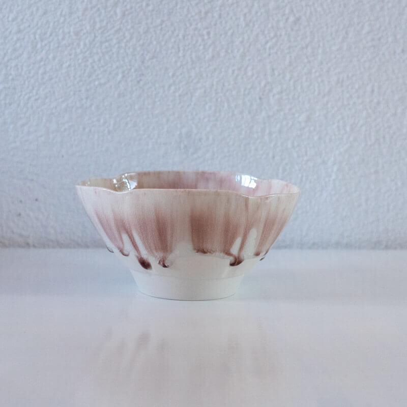 藤内紗恵子 花楕円 鉢 ピンク