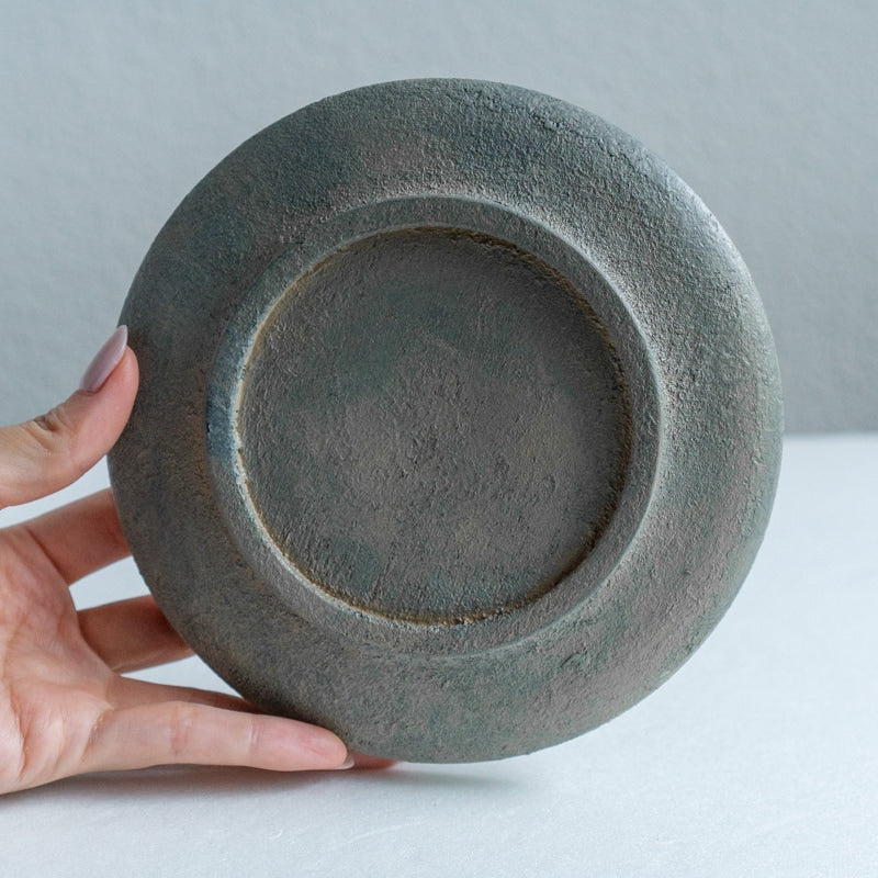 FUNAKI Tomohito flat rim plate 24cm rust lacquer B