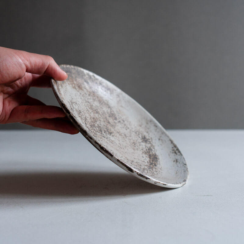 芳賀稔 剥白 浅鉢 21cm