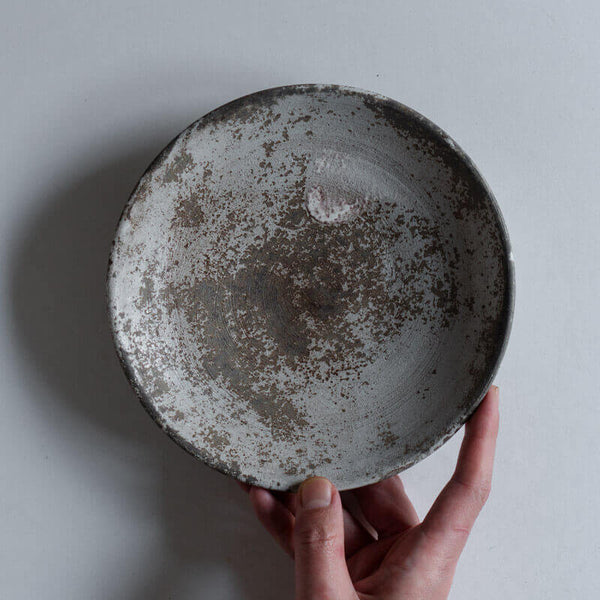 芳賀稔 剥白 皿 19cm