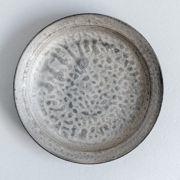 芳賀稔 黒銀 リム浅鉢 22cm