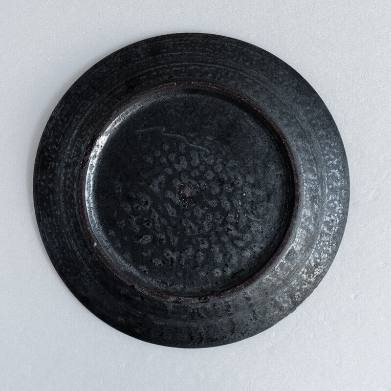 芳賀稔 黒銀 リム浅鉢 22cm