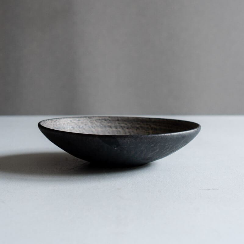 芳賀稔 黒銀 鉢 19cm