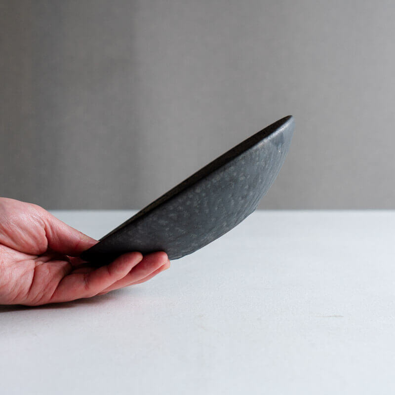芳賀稔 黒銀 鉢 19cm