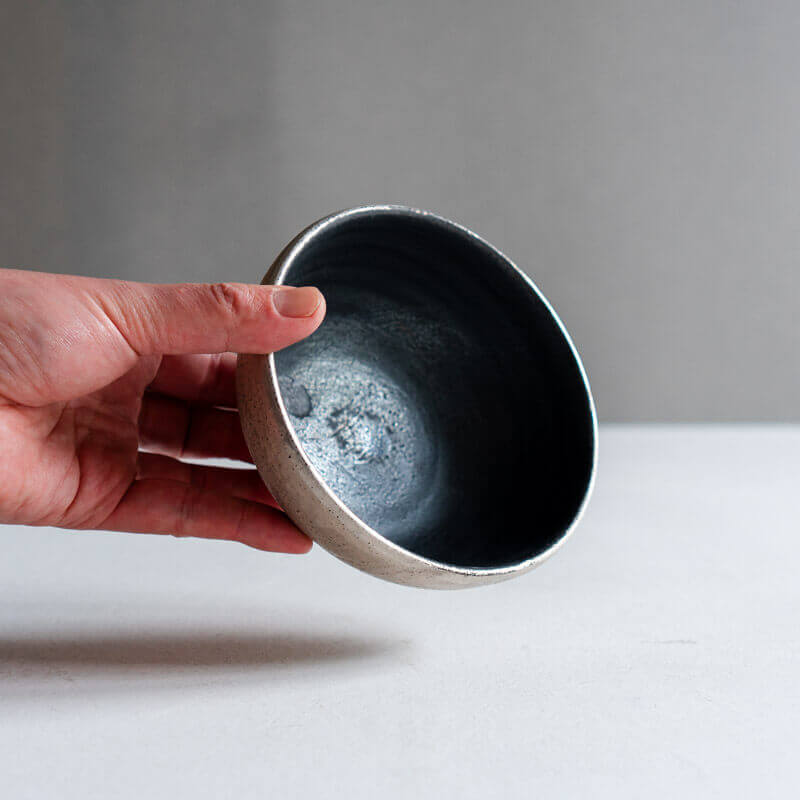 Haga Minoru Black and Silver Bowl 13cm