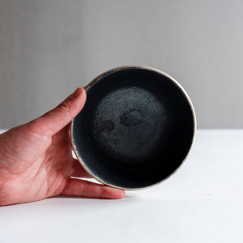 Haga Minoru Black and Silver Bowl 13cm