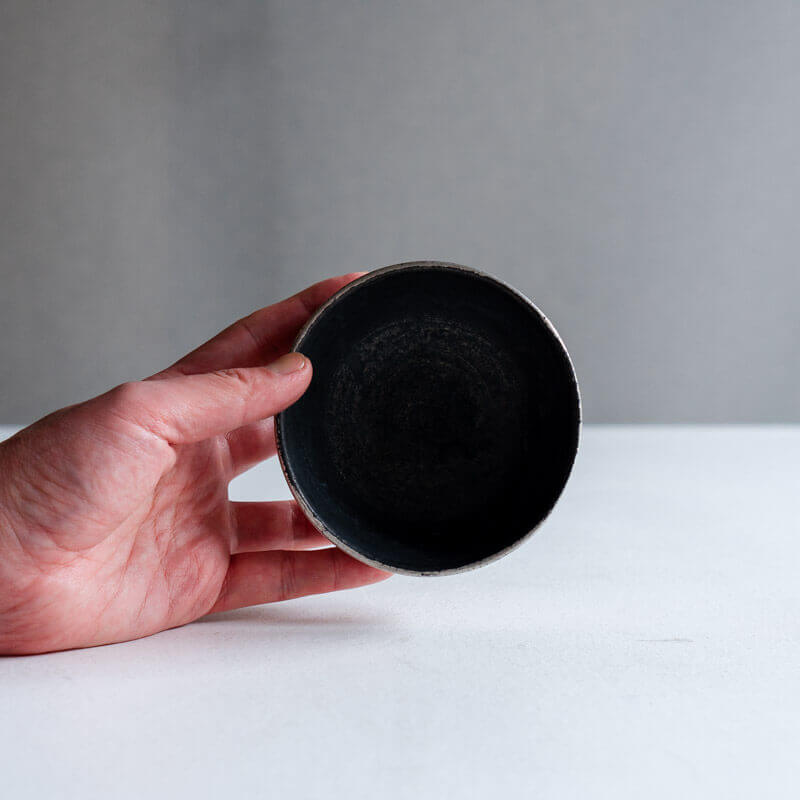Minoru Haga Black and Silver Bowl 11cm