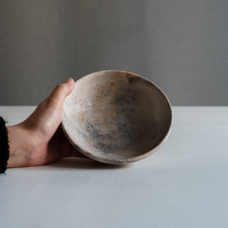 芳賀稔 埋め焼き 白 鉢 15cm A