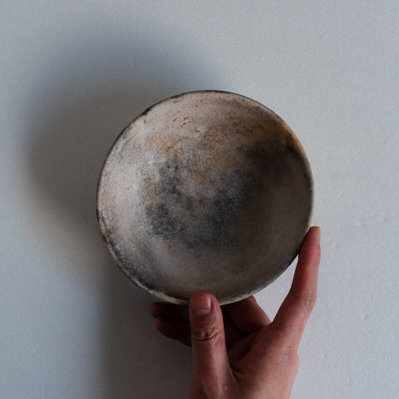 芳賀稔 埋め焼き 白 鉢 15cm A