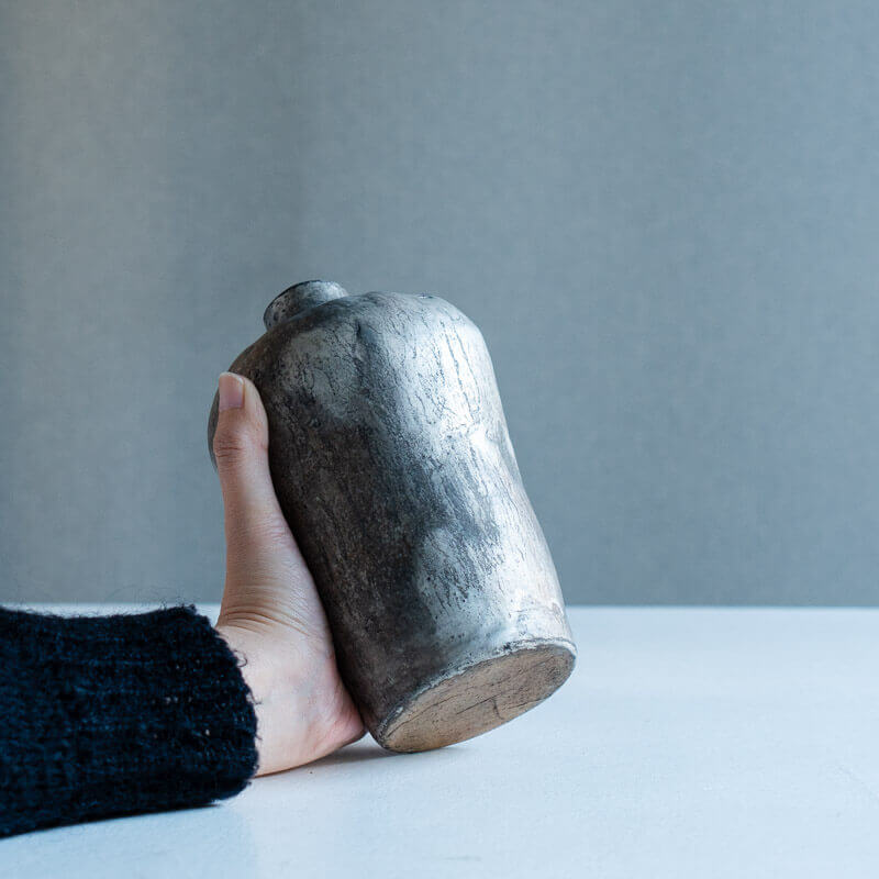 Haga Minoru: Buried Pottery, Silver, Flower Vase B