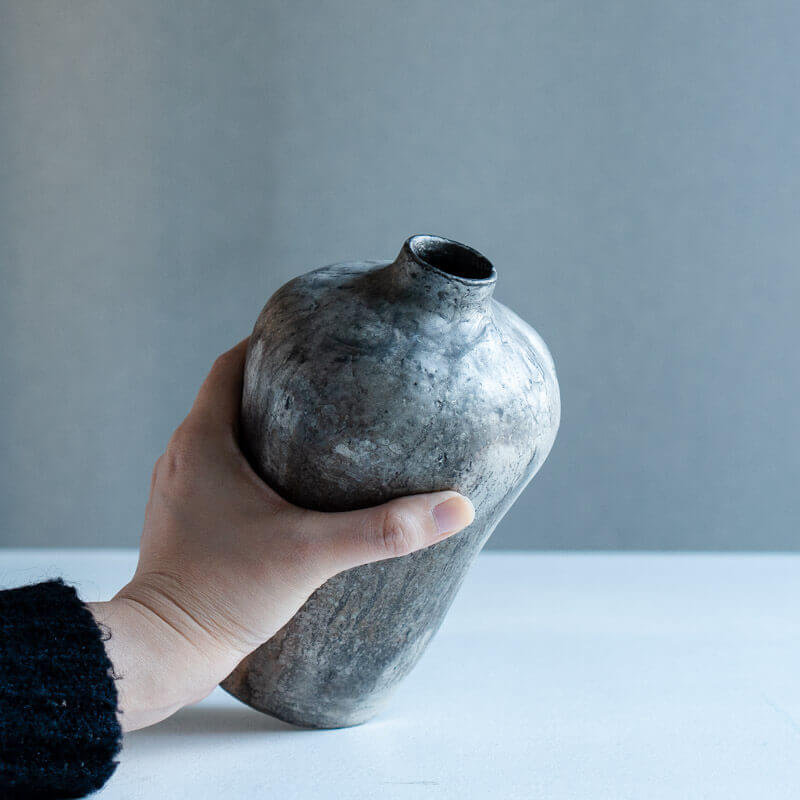 Haga Minoru: Buried Pottery, Silver, Flower Vase B
