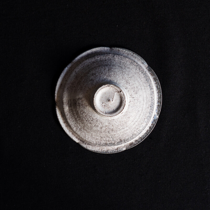 野口悦士 4.5寸 輪花小皿 灰