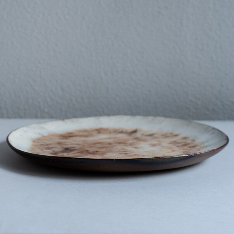 大橋睦 26cm 焼締粉引 丸皿 B