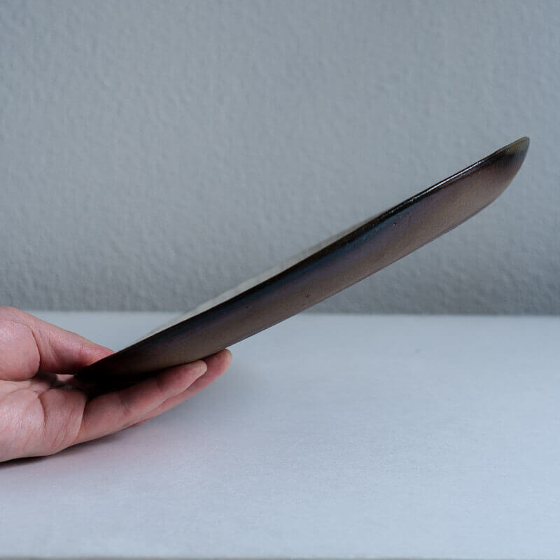 大橋睦 26cm 焼締粉引 丸皿 B