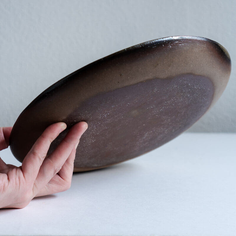 大橋睦 26cm 焼締粉引 丸皿 B