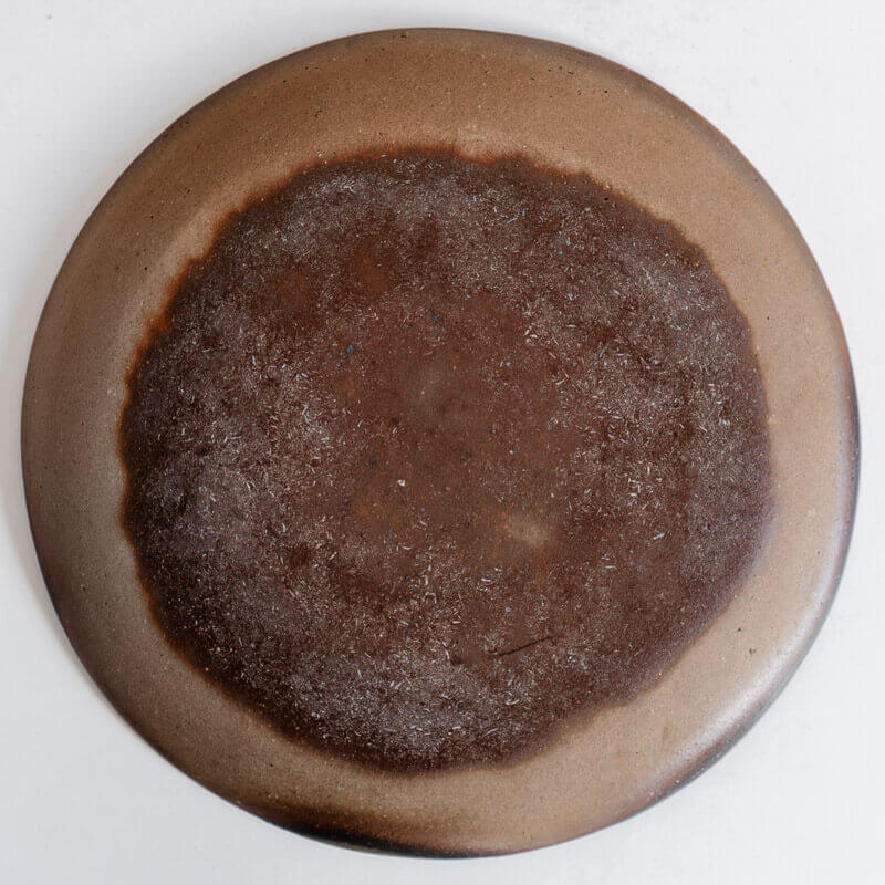大橋睦 26cm 焼締粉引 丸皿 B