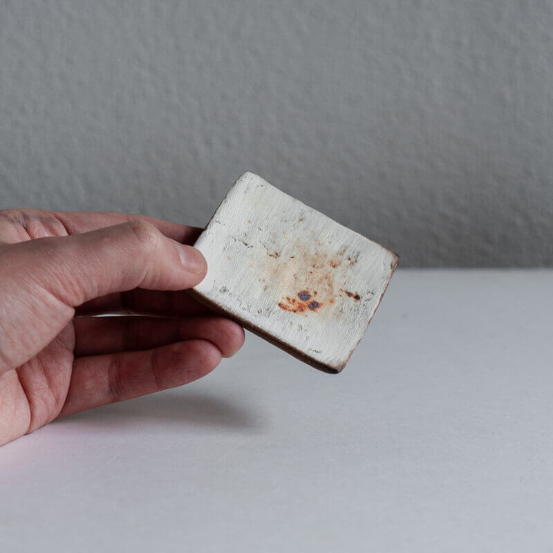 大橋睦 焼締粉引 小皿 角 A