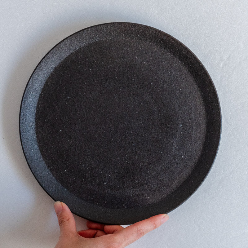 田代倫章 黒灰釉 プレート 22.5cm